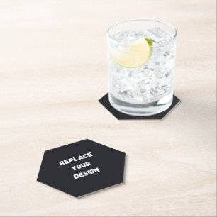 Custom black simple Design Add Photo or Text Paper Coaster