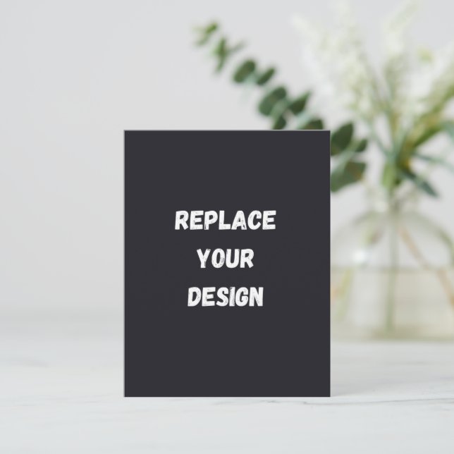 Custom black simple Design Add Photo or Text RSVP Card (Standing Front)