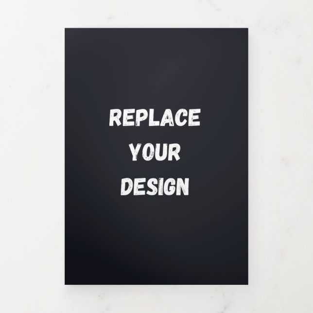 Custom black simple Design Add Photo or Text Tri-Fold Announcement (Cover)
