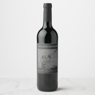 Custom Black Sleek Wedding Celebration Wine Label