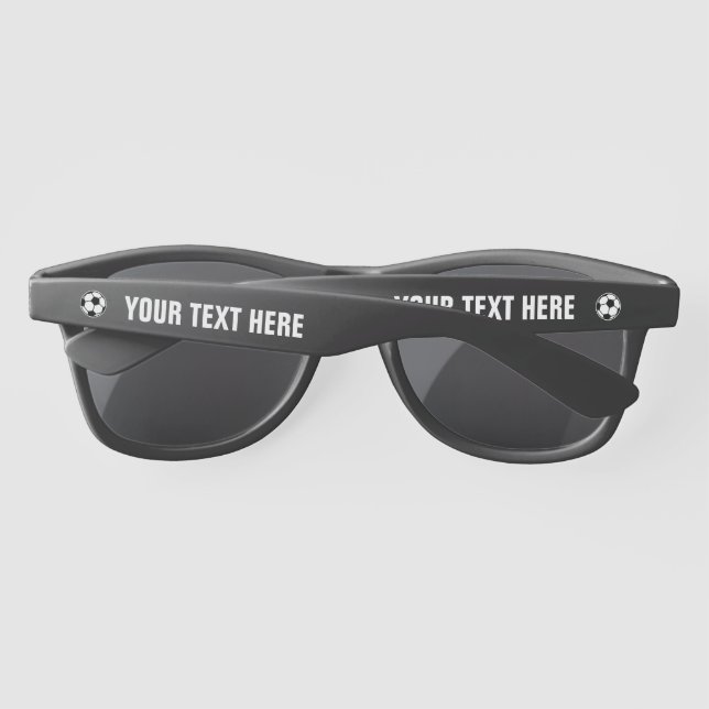 Custom black soccer ball logo sunglasses (Back)