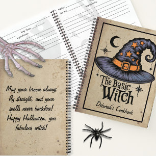 Custom Black Spooky Fright Script Halloween Witch Notebook