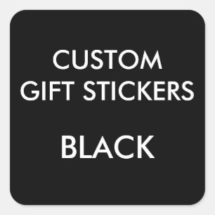 Custom BLACK SQUARE Gift Stickers Template