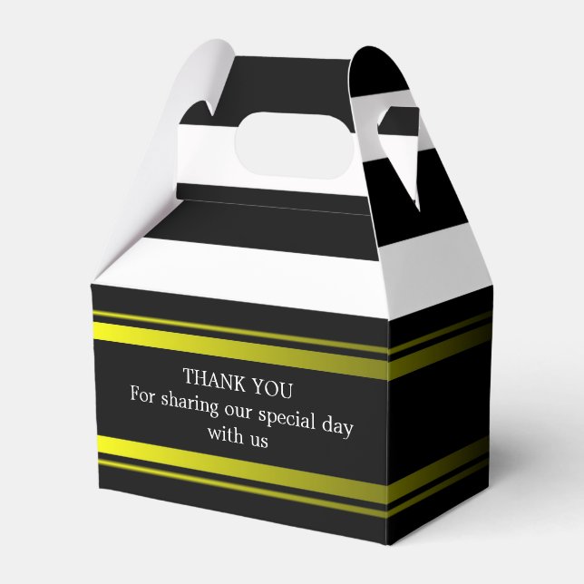 Custom Black Stripes Wedding Gable Favour Box (Front Side)