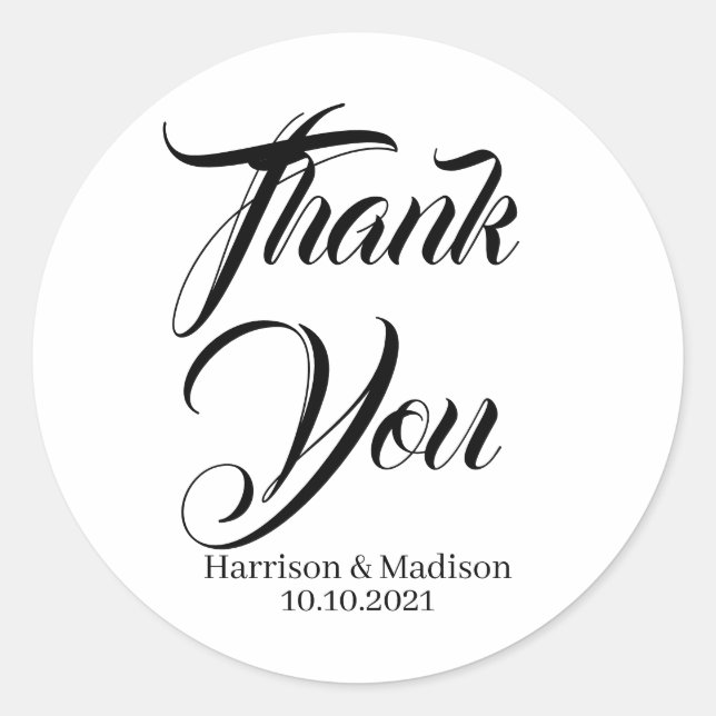 Custom black text Wedding gift favour tag stickers (Front)