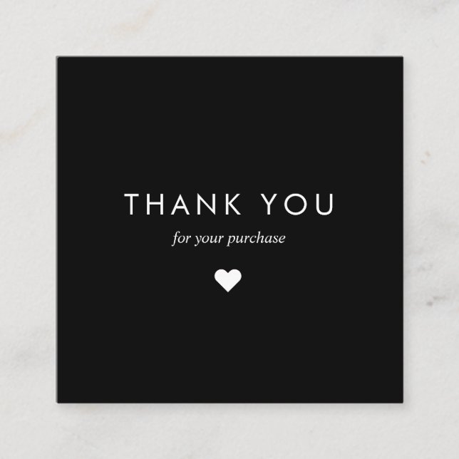 Custom Black Typography Business QR Code Thank You Discount Card (Front)