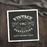 Custom Black Vintage Aged To Perfection birthday Napkin<br><div class="desc">Black and white fun vintage aged to perfection adult birthday napkins for men,  great for any age birthday celebration,  or other occasions. Custom it with your own text.</div>