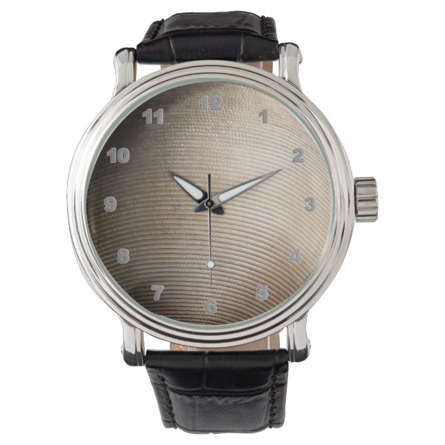 Custom Black Vintage Leather men's watch (Front)