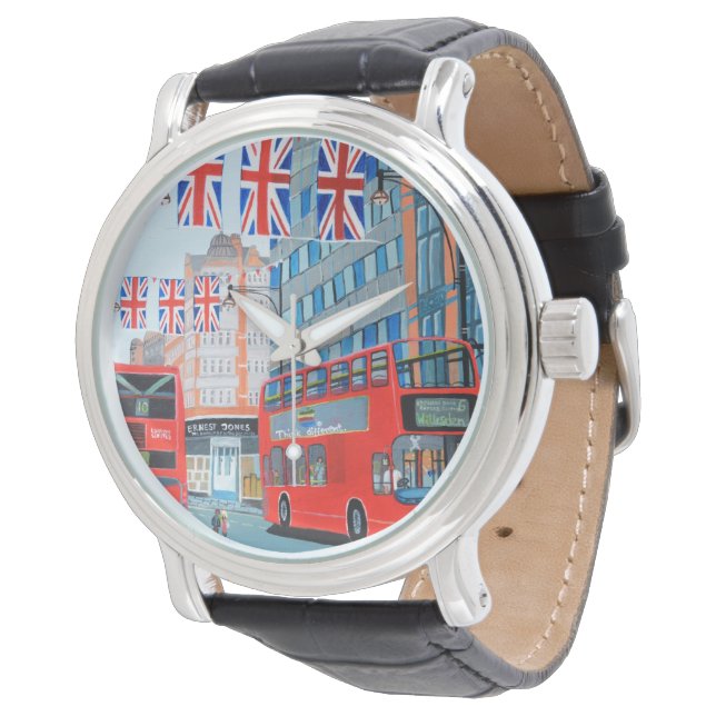 Custom Black Vintage Leather Watch (Angled)