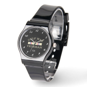 Custom Black Vintage Leather Watch Gulf War Vet
