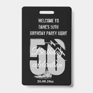Custom Black VIP Pass Birthday Party Invitation  ID Badge