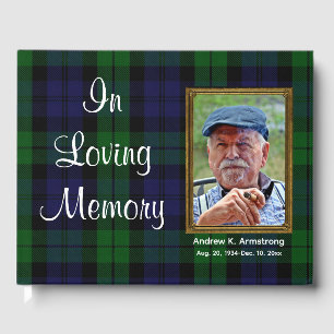 Custom Black Watch Tartan 'In Loving Memory' Photo Guest Book