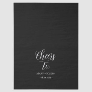 Custom Black Wedding Tissue Paper with White Text 