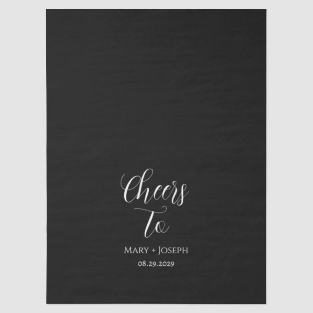 Custom Black Wedding Tissue Paper with White Text  (Front)