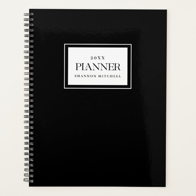 Custom Black Weekly Monthly Work Home Organising Planner (Front)