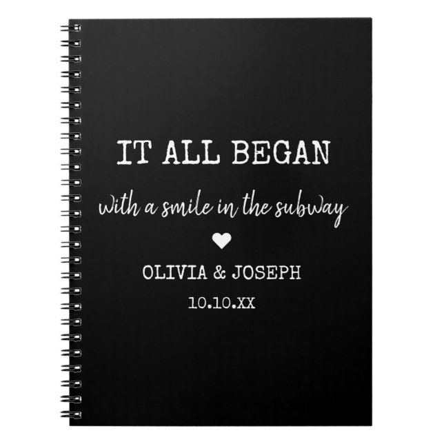 Custom Black Where It All Began Valentine's Day Notebook (Front)