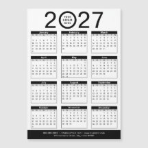 Custom Black White 2027 Calendar & Business Logo