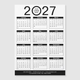 Custom Black White 2027 Calendar & Business Logo