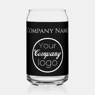 Custom Black White Add logo Here promo  Can Glass