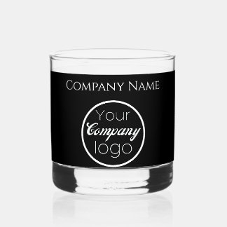 Custom Black White Add logo Here promo  Whiskey Glass