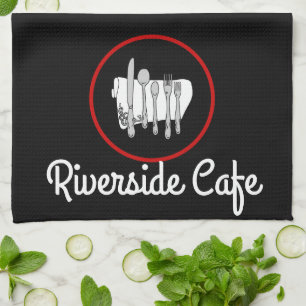 Custom Black, White and Red with Grey Silverware Tea Towel