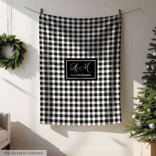 Custom Black White Buffalo Plaid Blanket for Men’s