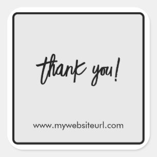 Custom Black White Business "Thank You" Square Sticker