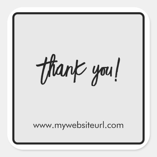 Custom Black White Business "Thank You" Square Sticker (Front)