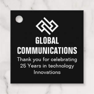 Custom Black White Company Anniversary Party Favour Tags