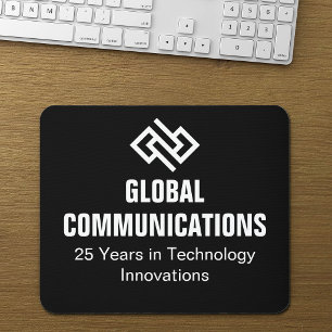 Custom Black White Cyber Security Company Mouse Mat
