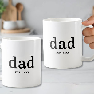 Custom Black White Dad Established Coffee Mug