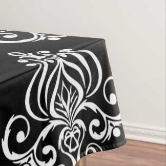 Custom Black & White Damask Pattern Tablecloth