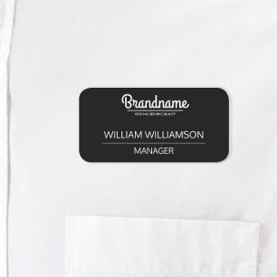 Custom Black White Employee Logo Name Tag