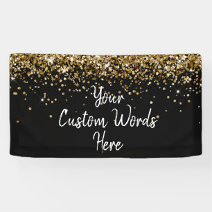 Custom Black White Gold Birthday Party Photo Booth Banner