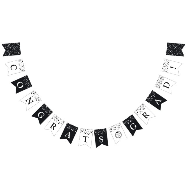 Custom Black & White Laurel Wreath Graduation Bunting (All)