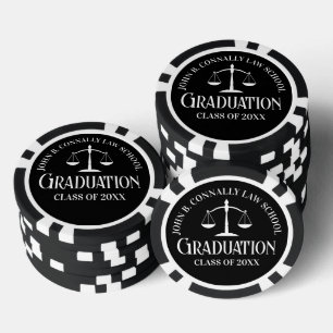 Custom Black White Law School Graduation Party Poker Chips