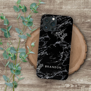 Custom Black White Marble Stone Stripes Pattern iPhone 11 Pro Max Case