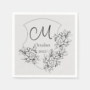 Custom Black & White Monogram Funeral Napkins