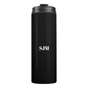 Custom black white monogram initials name thermal tumbler