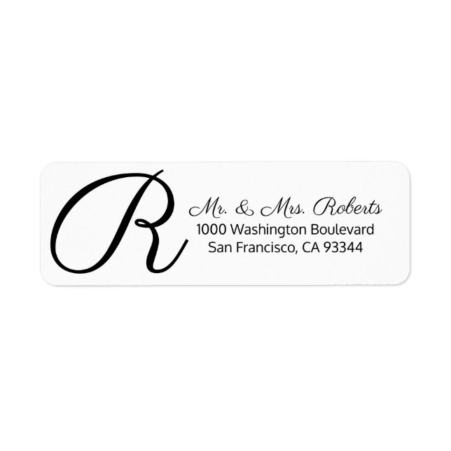 Custom Black White Monogram Letter Return (Front)