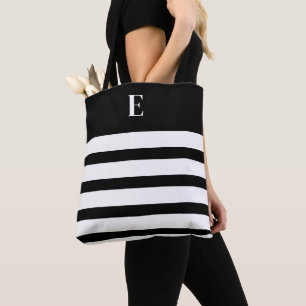 Custom Black & White Monogram  Tote Bag