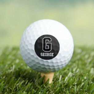 Custom Black White Personalised Monogram For Him Golf Balls
