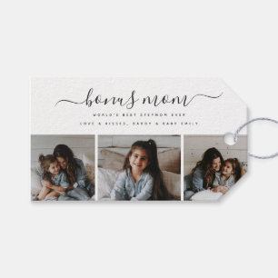 Custom Black White Photo Stepmom Cute Mothers Day Gift Tags