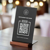 Custom Black & White QR Code Business logo Menu