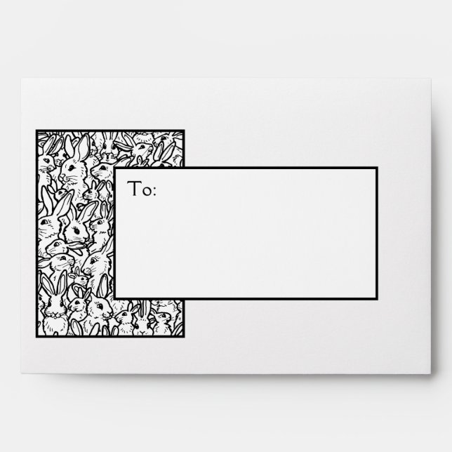 Custom Black & White Rabbit Drawings Modern Bunny Envelope (Front)