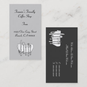Custom Black White Silverware Business Card