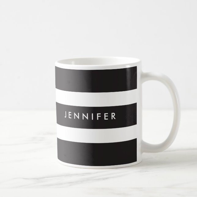 Custom Black & White Striped Mug (Right)