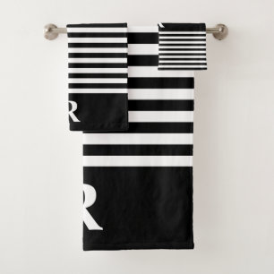 Custom Black/White Stripes Bath Towel Set