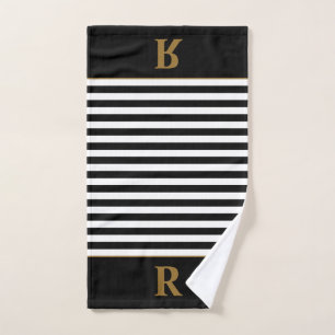 Custom Black/White Stripes Hand Towel