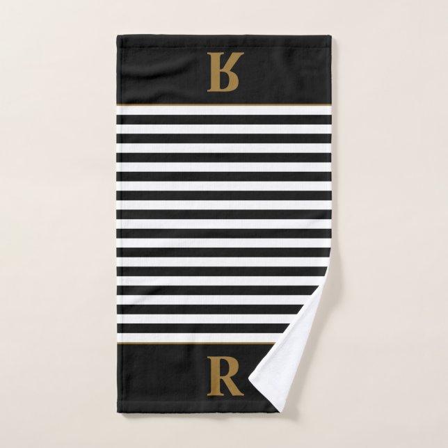 Custom Black/White Stripes Hand Towel (Hand Towel)